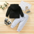 thumbnail image 4 of Fesfesfes Toddler Kids Boys Cotton Fashion Letter Print Hoodie Solid Color Tow-piece Set, 4 of 9
