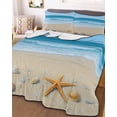 thumbnail image 2 of Quilts Full Size, Summer Beach Soft Comforter Bedding Set for Bed, Coastal Ocean Waves Starfish Shell Lightweight Quilted Bedspread with Pillow Cover(2 Pieces) for All Season, 78x90 Inch, 2 of 6