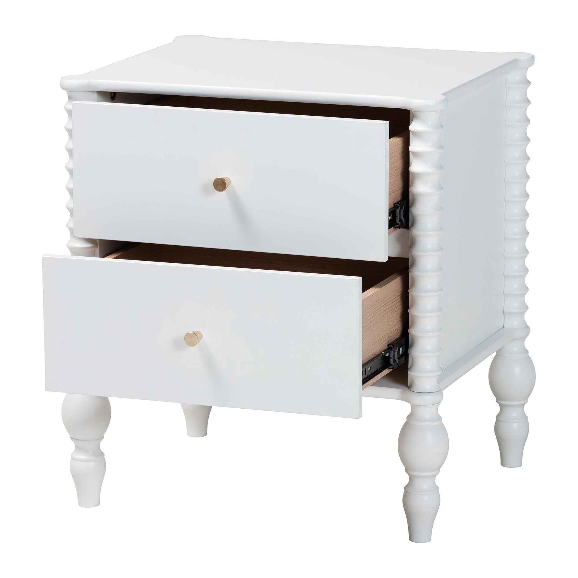 Baxton Studio Callison Farmhouse Nightstand, 2-Drawer, White