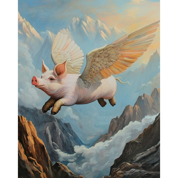 Paint by Numbers Kits for Adults-Pig with Wings- Beginners Digital Oil Paint by Number for Adults Easy Canvas for Home Wall Decoration and Gifts 16X20 inch-