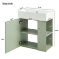 thumbnail image 2 of KYLE & KAY Wall Cabinet with Single Ceramic Sink, Modern Combo Storage Cabinet for Bathroom, Kitchen, Living Room, Small Space, Right Side Storage, Green, 2 of 6