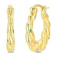 thumbnail image 1 of Arete Dorado de Zirconia de Colores Trenzado Bañado en Plata, 1 of 6