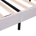 thumbnail image 2 of Full Size Solid and Stable Upholstered Platform Bed with Flower Pattern Velvet Headboard(Beige), 2 of 13