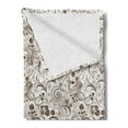 thumbnail image 2 of Chocolate Soft Flannel Fleece Throw Blanket, Classical Victorian Flowers and Leaves Abstract Arrangement with Vintage Look, Cozy Plush for Indoor and Outdoor Use, 70" x 90", Brown White, by Ambesonne, 2 of 5