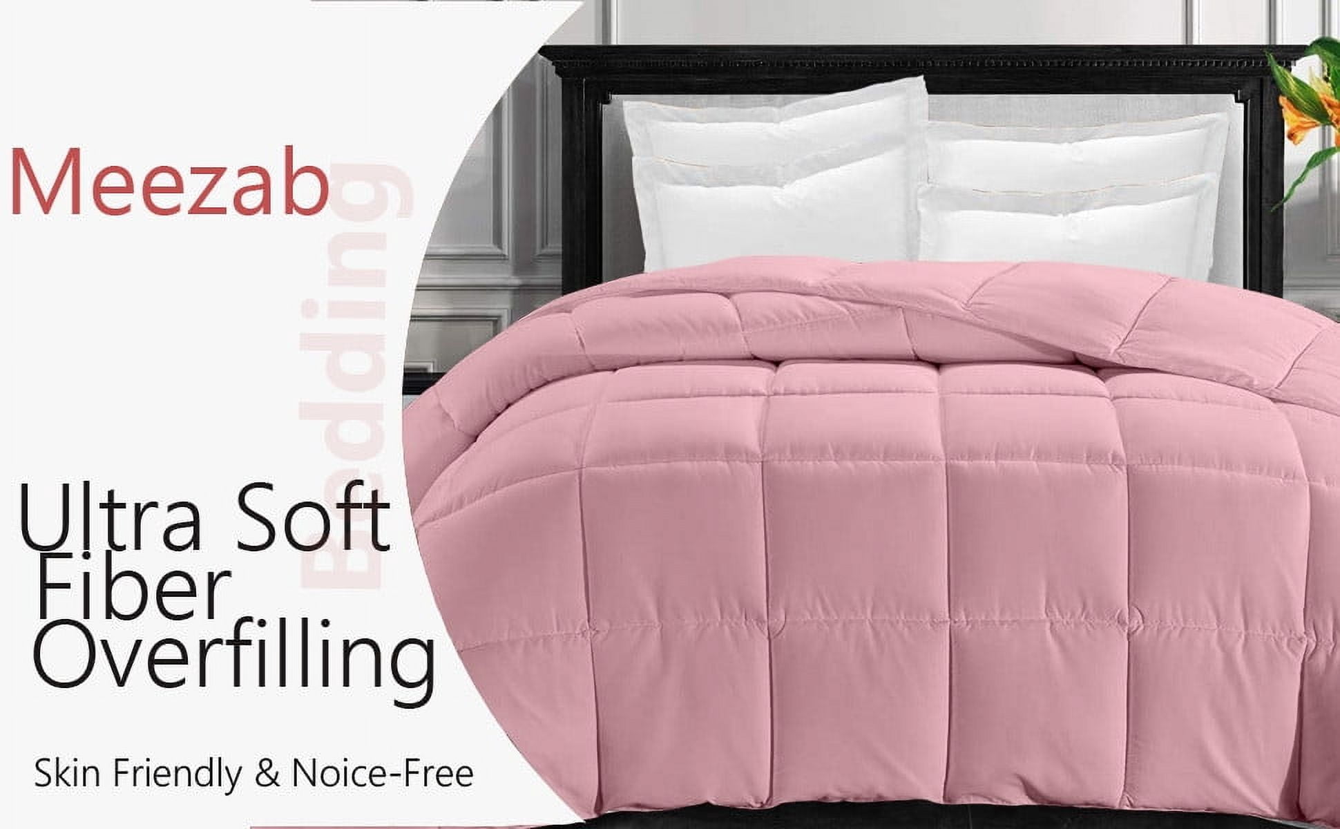 All-Season Super Soft and Luxury Comforter Oversize King Plus 128 by 120 inch Baby Pink Solid| 400 GSM Microfiber | 1 Piece Quilted Box Comforter Set
