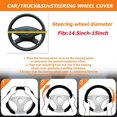 thumbnail image 2 of Carbon Fiber Car Steering Wheel Cover, Leather Non-Slip Vehicle Steering Wheel Cover for 14.5-15 Inch, Comfortable Auto Interior Protector Decoration Accessories, Universal Fit, 2 of 7