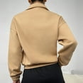 thumbnail image 6 of AKOEE Cotton Sweatshirts Half Zip Pullover Tops for Women Casual Fall Winter Crop Sweater Sportswear with Pocket (M, Beige), 6 of 7