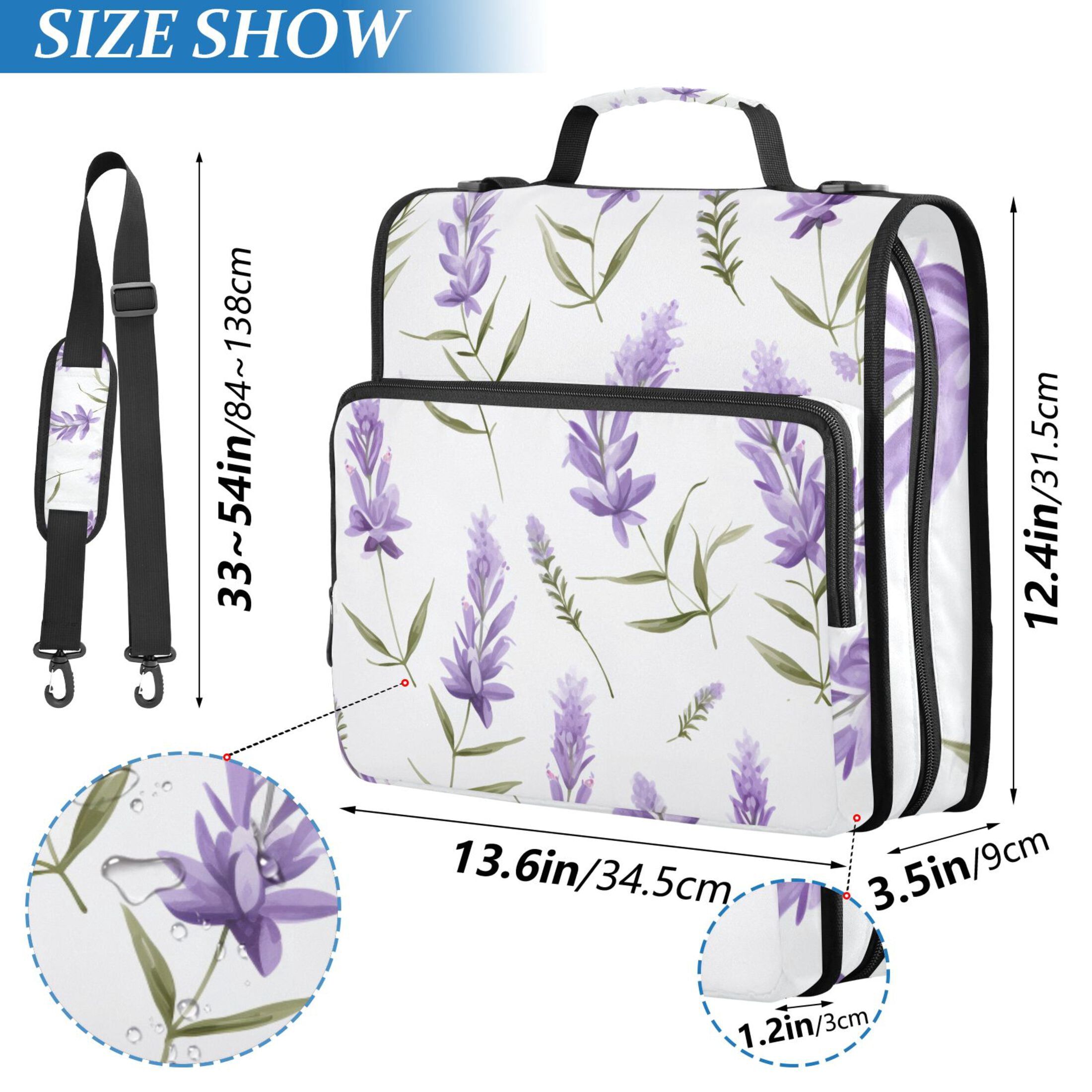 ALAZA Zipper Binder Lavender Flower 3 Ring Trapper Keeper File Folder Organizer Bag