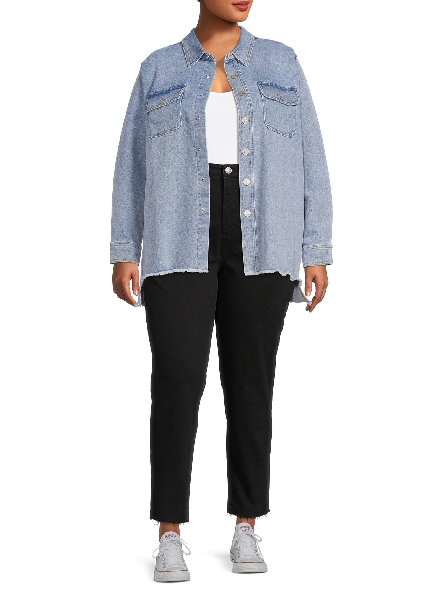 Terra & Sky Women's Plus Size Denim Shirt Jacket
