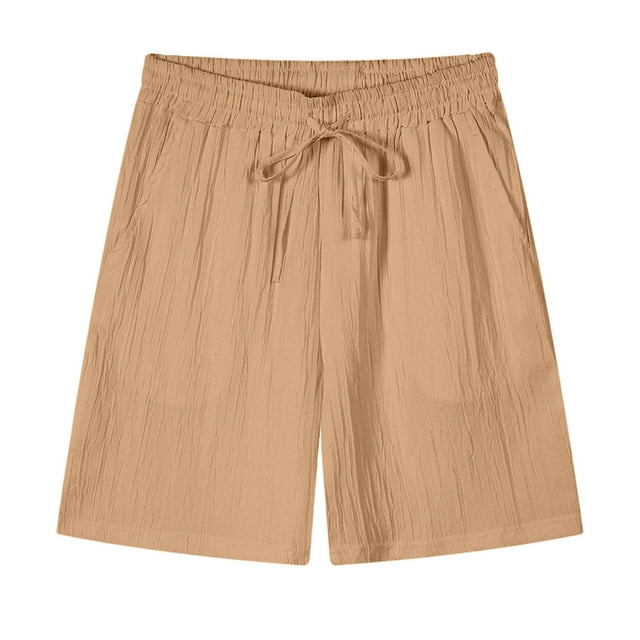 pstuiky Hombres bajos, Pantalones cortos casuales y modernos de verano para hombre con cintura elástica y cordón de color sólido Pantalones cortos de entrenamiento