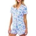 thumbnail image 4 of Women's Y2k Monkey Print Pajamas Preppy 2 Piece Button Front Sleep Pjs Shirts and Boxer Shorts Outfit Lounge Sets, 4 of 10