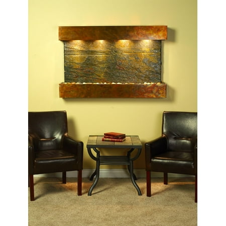 Natural Slate Water Wall - Adagio Sunrise Springs Fountain w/ Green Natural Slate in Rustic Copper Finish