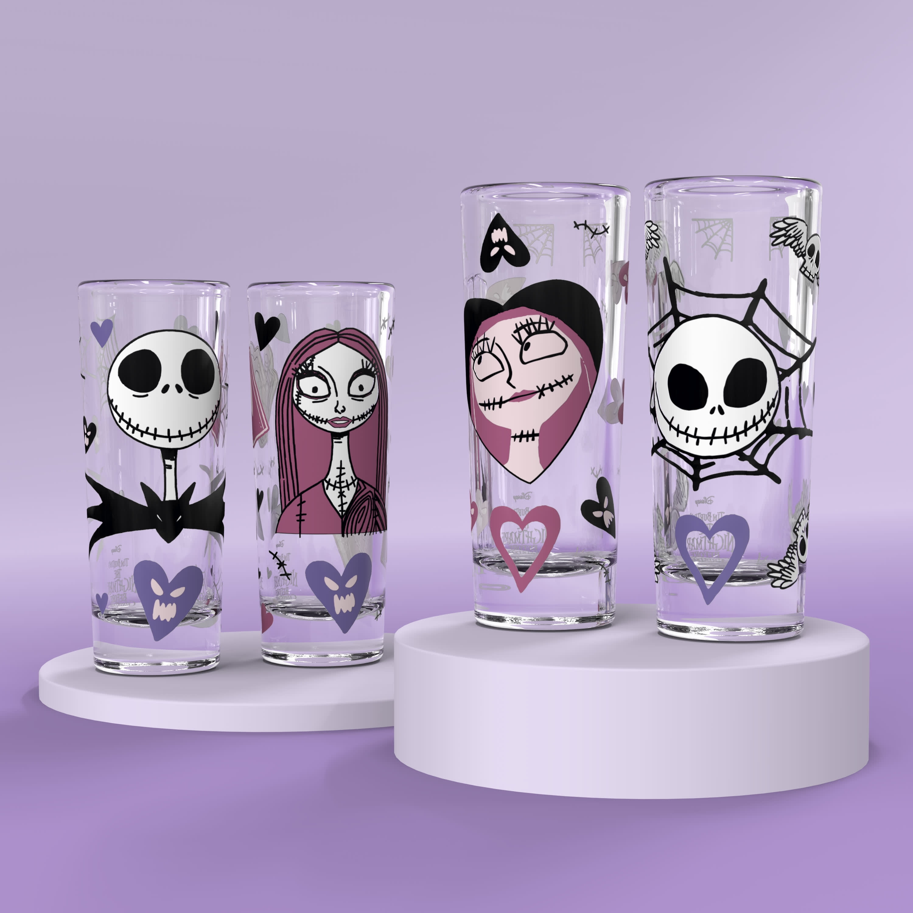 Nightmare Before Christmas Characters 4 Piece 9oz Rock Glass Set