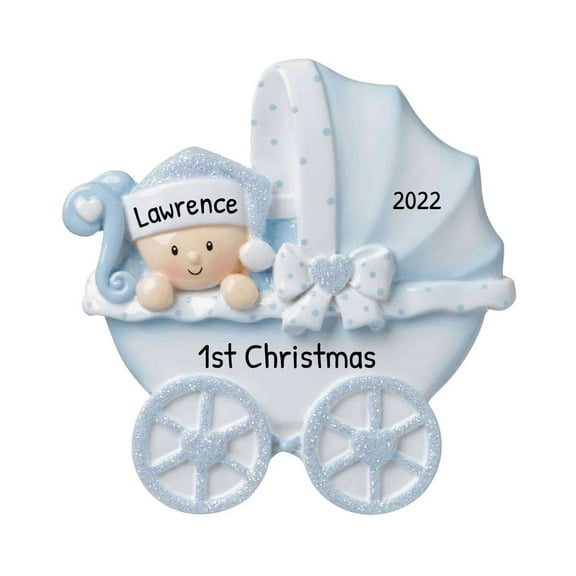 Ornaments by Elves Personalized Baby Boy Carriage Ornament Holiday Keepsake Christmas Decors