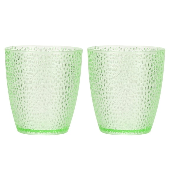 Uxcell Clear Plastic Reusable Drinking Glasses, 6.8oz Hobnail Drinking Glasses Set Plastic Water Cup Unbreakable Stackable for Beer Cocktail Water Juice Whiskey(Green, 2Pcs)