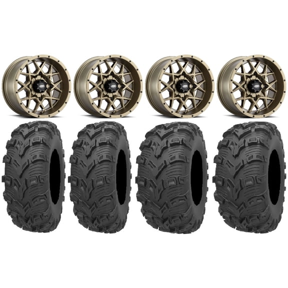 ITP Hurricane 14" Wheels Bronze 26" Bear Claw EVO Tires Kawasaki Teryx Mule