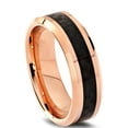 thumbnail image 2 of Charming Jewelers Tungsten Wedding Band Ring 6mm for Men Women Comfort Fit 18K Rose Gold Plated Plated Black Carbon Fiber Beveled Edge Polished Lifetime Guarantee Size 12.5, 2 of 5