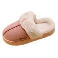 thumbnail image 4 of Womens Plush Slippers Warm Lined Slip on House Shoes Scuff Slipper Comfy Platform Memory Foam Winter Slides Pink 7, 4 of 4