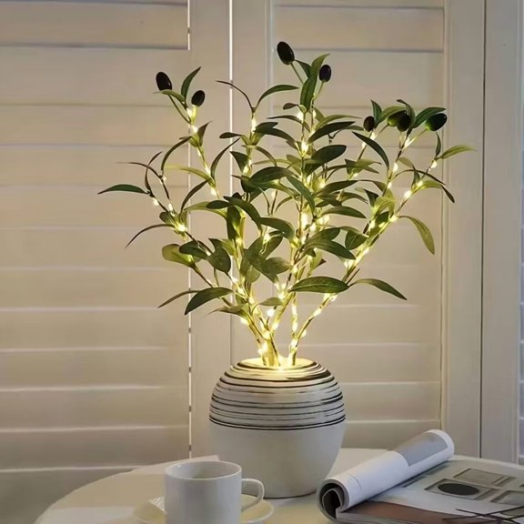 1pc LED Artificial Olive Branch with Fruit, Copper Wire Stem Light for Home Decorative Items Display, Vase Ornamentation and Room Holiday Atmosphere Lights