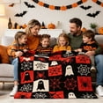 thumbnail image 5 of Aoznliie Halloween Blanket, Helloween Decor Plaid Throw Blanket with Ghost Bat Pumpkin Print, Soft Warm Fall Blanket for Couch Bed,40×28 in, 5 of 9