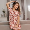 thumbnail image 3 of Rateoe Ladybugs With Heart Spots Print Women’s Nightdress – Cozy Cotton Short-sleeved Sleep Shirt, Loose-Fit Sleepwear, Perfect for Relaxing and Sleeping, 3 of 6