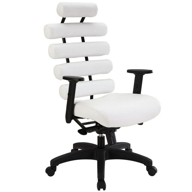 Moon Office Chair Rider Fauteuil de direction confortable en similicuir blanc