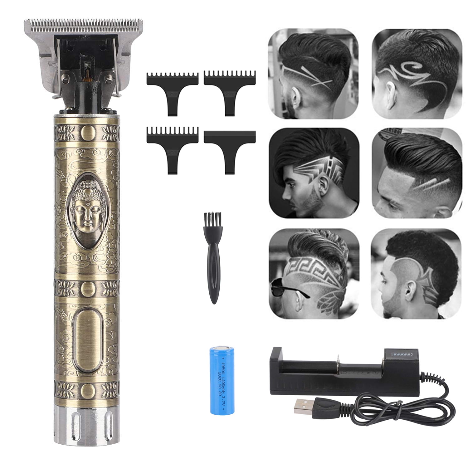 Hair Clippers for Men,Cordless Rechargeable Electric Pro Li T-Liner Clippers for Hair Cutting,Mens Hair Trimmer Beard Trimmer Hair Grooming Kit,with 4 Guide Combs,1 Pack,Bronze
