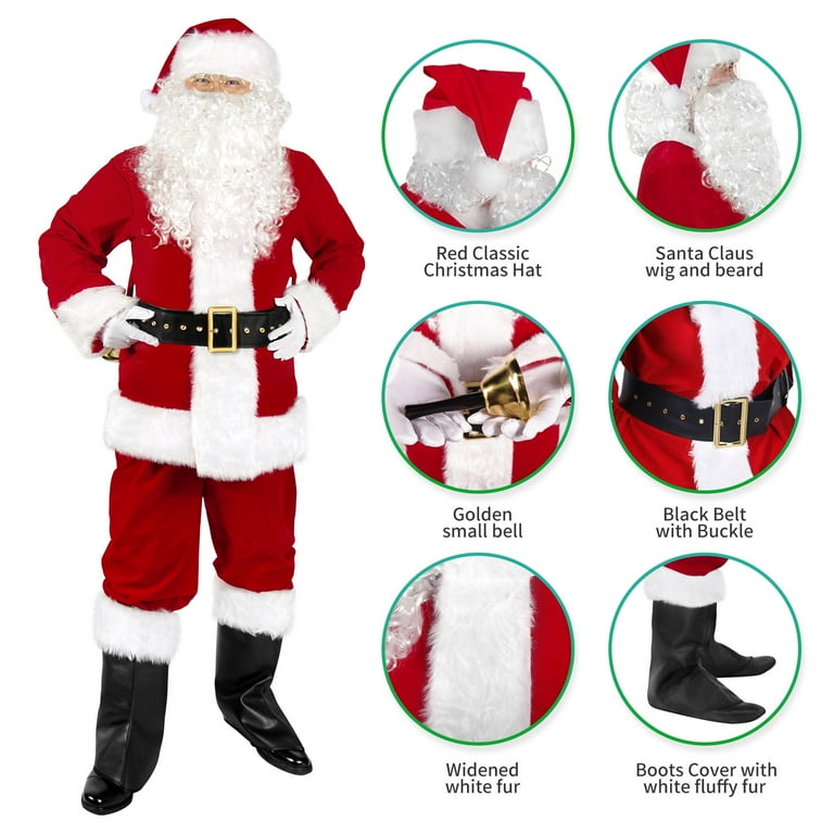 Santa Claus Suit Christmas Adult Costumes Fancy Dress Full Set