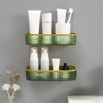 WKSCLPAI Wall-mounted Bathroom Organizer, Light Luxury Translucent Acrylic No-Punch Shelf for Toiletries Storage, Single Layers Shelves on Bathroom Walls, Green