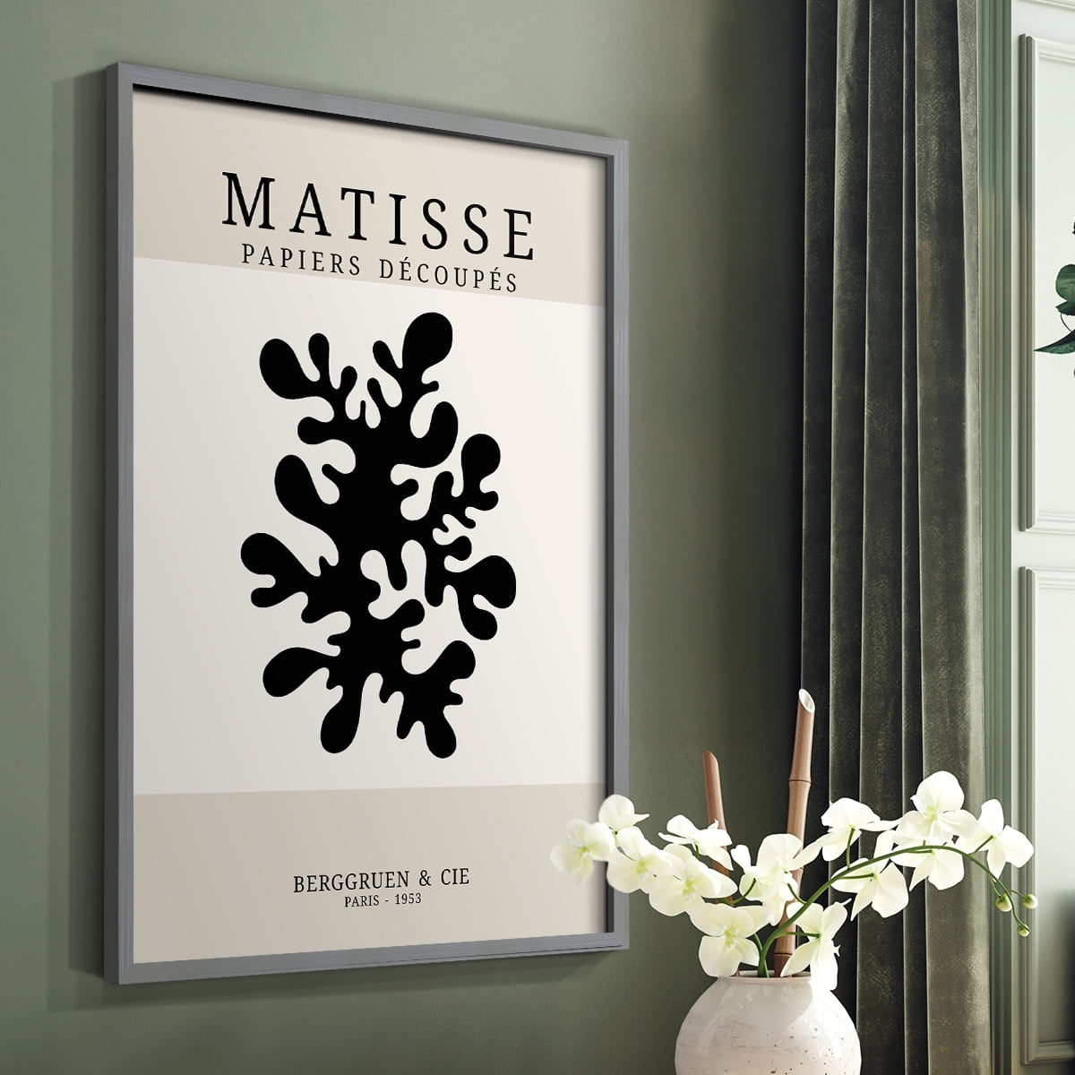 Matisse CDXV in Gray Solid Wood Framed Print No Nail Hanging
