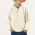 thumbnail image 2 of Povozer Boys School Uniform Sweater Kids Long Sleeve Pullover Fall Winter(Beige,12-13Y), 2 of 6