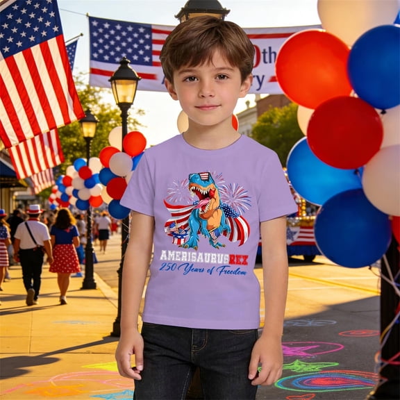 250 Anniversary USA Shirts for Kids Classic Casual Patriotic T-Shirt Comfortable Regular Fit Short Sleeve Independence Day Tops