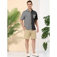 thumbnail image 3 of Lars Amadeus Men's Shirts Short Sleeve Summer Cotton Patchwork Button Down Shirts S Black White, 3 of 5