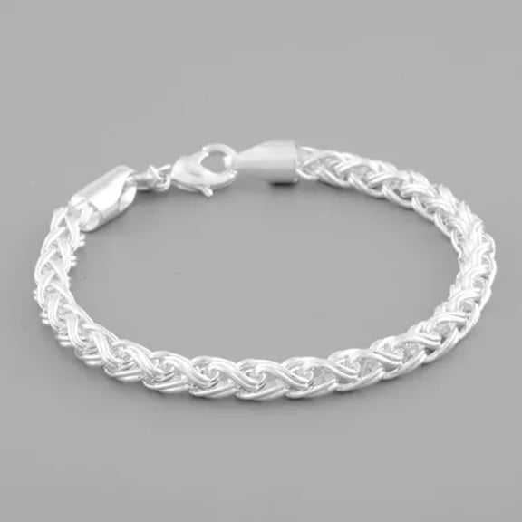 QQTDFG 6mm/4mm 925 Sterling Silver Twisted Chain Bracelet For Women Man Jewelry -4MM