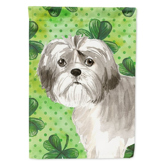 Carolines Treasures CK1788CHF Shamrocks Shih Tzu Puppy Flag Canvas House Size  Large multicolor