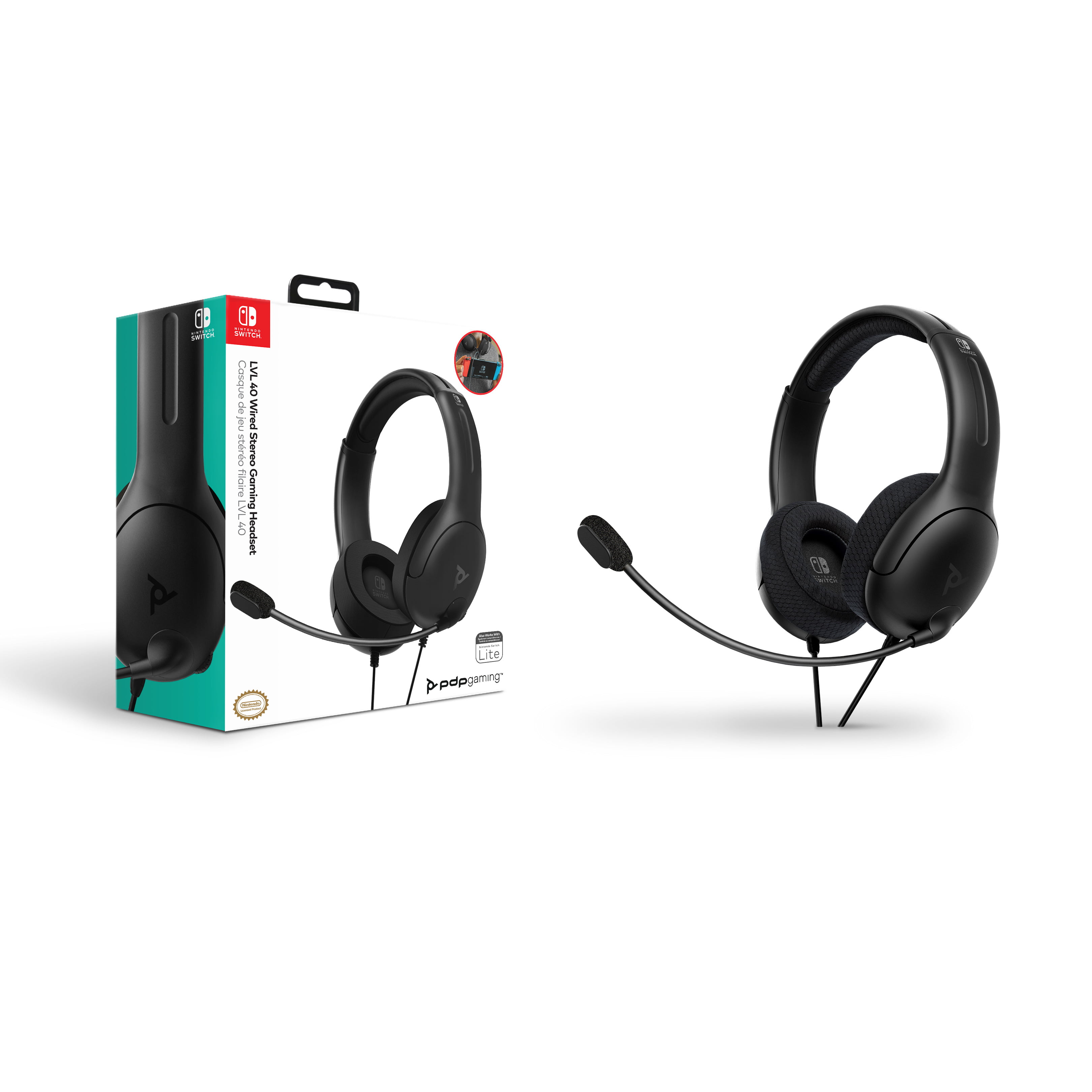 PDP AIRLITE Wired Headset with Noise Cancelling Microphone: Nintendo Switch  - Black 