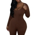 thumbnail image 3 of Musuos Womens One-piece Suit, Slim Long Sleeve Hip-lifting Jumpsuit for Vacation, 3 of 5