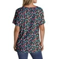 thumbnail image 5 of UVN Womens Blouses Summer V Neck Shirts Ladies Short Sleeve Casual Pleated Floral Tunic Tops, 5 of 9