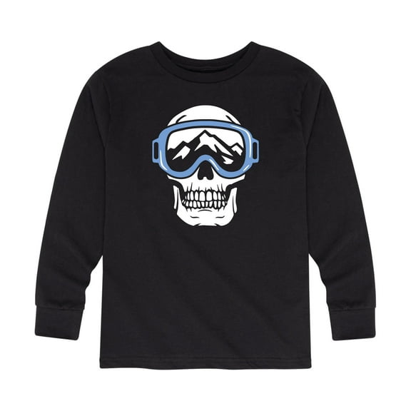 Instant Message - Skull Ski Goggles-Toddler And Youth Long Sleeve T-Shirt