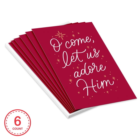 American Greetings Christmas Card Pack with Large Script Lettering Design, 6-Count