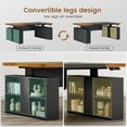 thumbnail image 2 of SEDETA 63" Standing Office Desk with Storage, Height Adjustable Executive Desk witj Power Outlets & Open Shelves, Large Computer Desk with Privacy Panel for Home Office, Black, 2 of 9