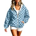 thumbnail image 5 of Raeneomay Women's Polka Dot Hoodie - Zip Up Long Sleeve Pocket Jacket S-XXXL, 5 of 6