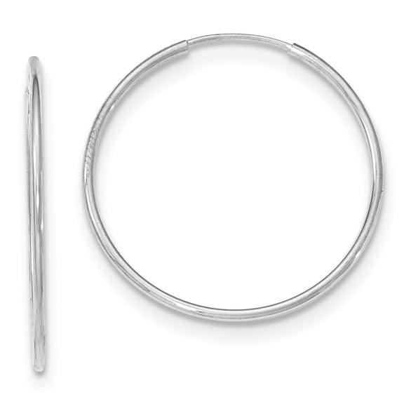 10k White Gold Endless Hoop Earrings - Measures 32x32mm Wide 1.2mm Thick