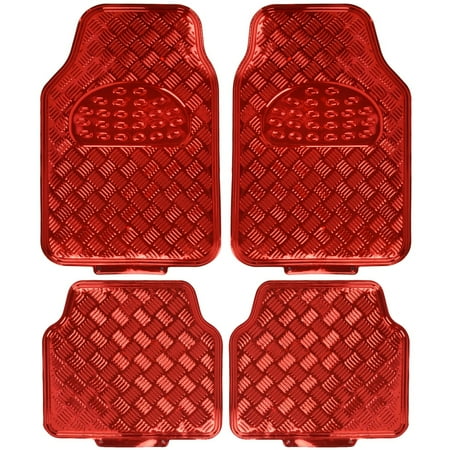 Bdk Universal Fit 4 Piece Metallic Design Car Floor Mat Heavy