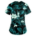 thumbnail image 2 of Nursing Uniforms for Women,Floral Print Medical Tops - Quick-Dry Scrub Blouse with Utility Pockets - Cyan - L, 2 of 5