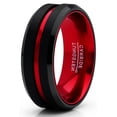 thumbnail image 2 of Metal Masters Mens Tungsten Carbide Ring Grooved Wedding Band Color Interior 8mm Blue Red Green Red, 2 of 4