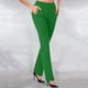 thumbnail image 2 of Pantalones de trabajo elásticos de cintura alta para mujer - Pantalones sin cremallera, color liso, poliéster, informales/de negocios/para el día a día, 2 of 5