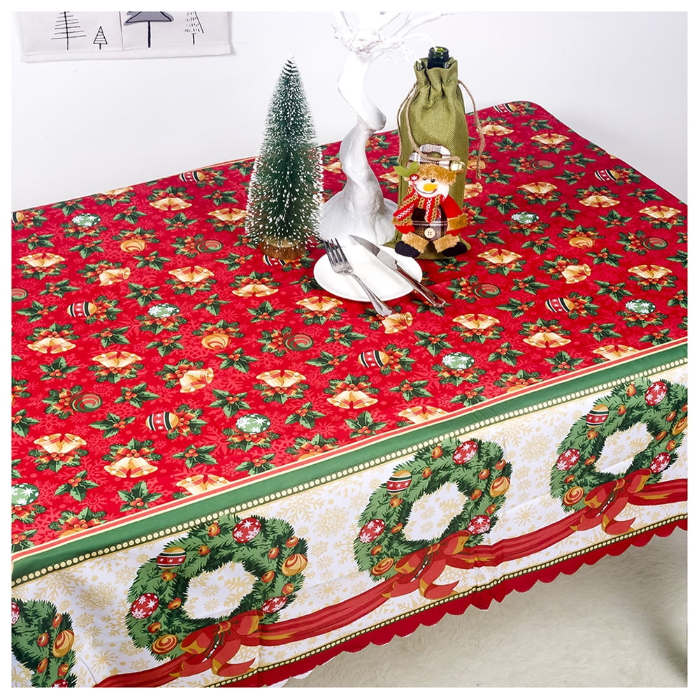 Christmas Tablecloth 4.9FTx5.9FT Rectangle Printing Table Cloth for