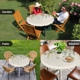 thumbnail image 4 of Eucalyptus Leaves Round Tablecloth for 36-44 Inch Tables, Fitted Table Cover with Elastic Edge, Green Summer Botanical Rustic Waterproof Outdoor Table Cloth Protector for Patio Garden Dinner Picnic, 4 of 9