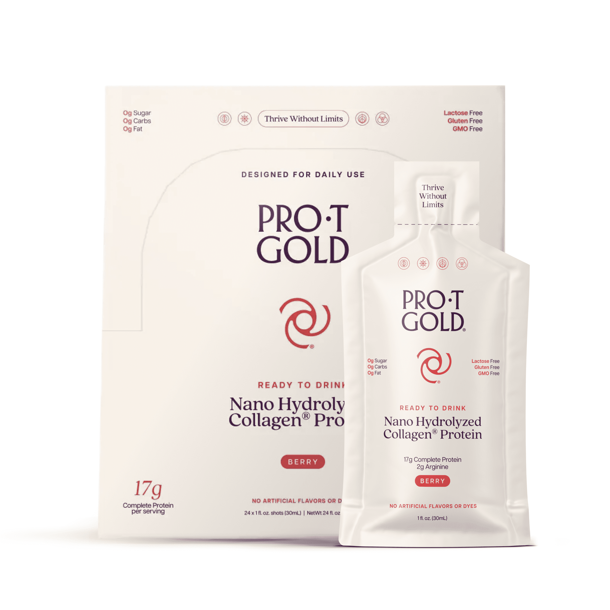 Liquid Collagen Protein Shot, 17g Clear Protein Nano-Hydrolyzed Grass Fed Collagen